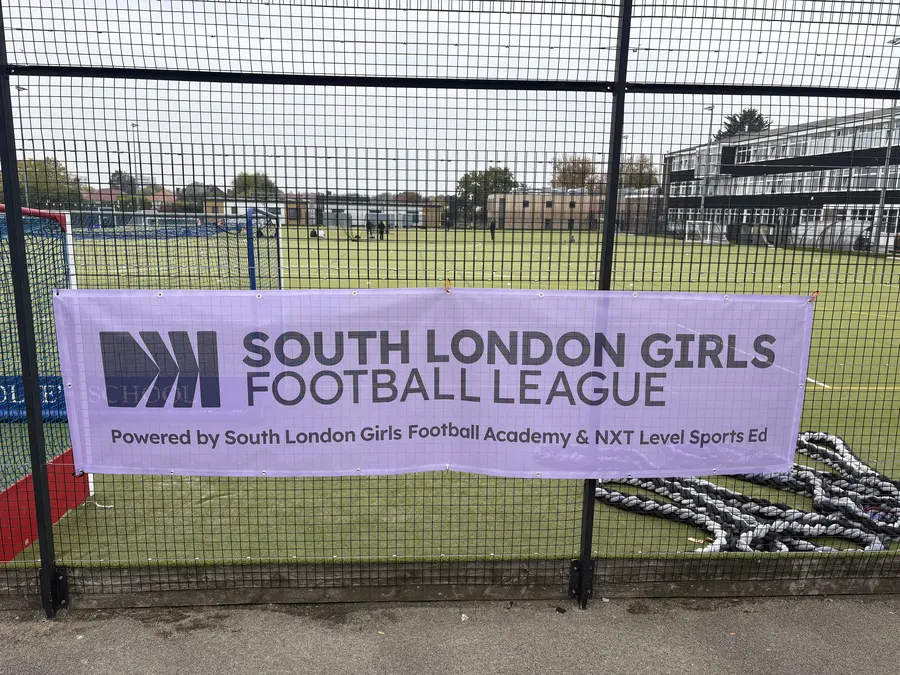South London Girls Football League banner at the pitch