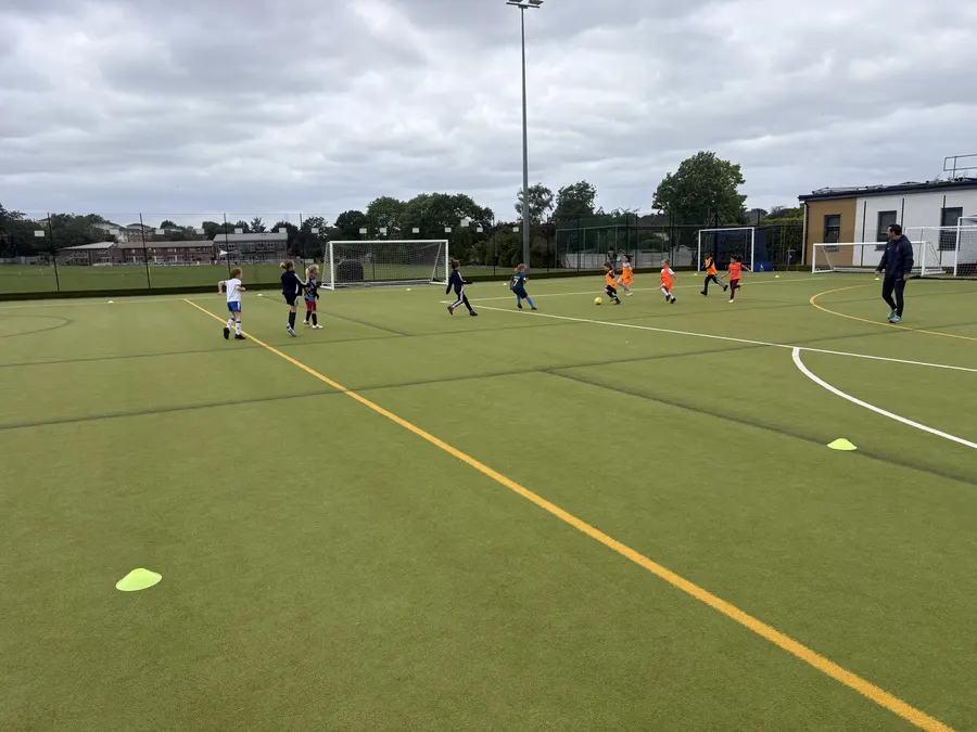 A league match under way on the all-weather pitch